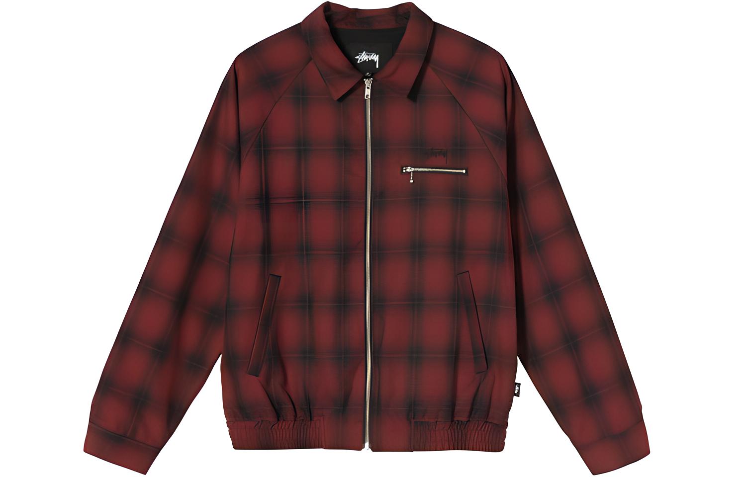 Stüssy Retro Shadow Plaid Slim Fit Jacket - Red/Black 115538
