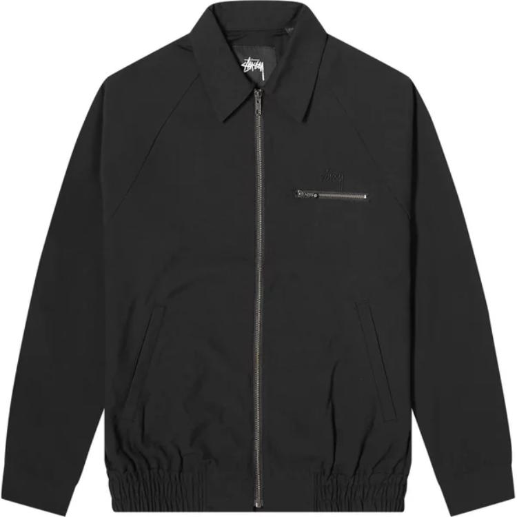 Stüssy Solid Black Zip-Up Long Sleeve Vintage Jacket Unisex 115523