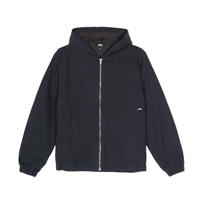 Stüssy Solid Canvas Work Jacket Black Unisex Vintage Style Retro Canvas Coat 115509