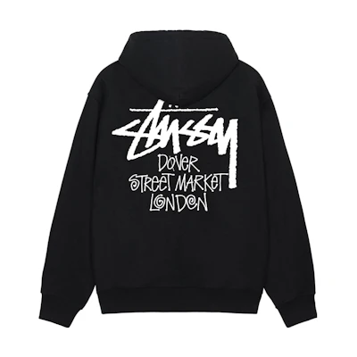 Stüssy Solid Color Logo Print Pullover Hoodie with Drawstring Pocket Unisex 3923818-BLAC