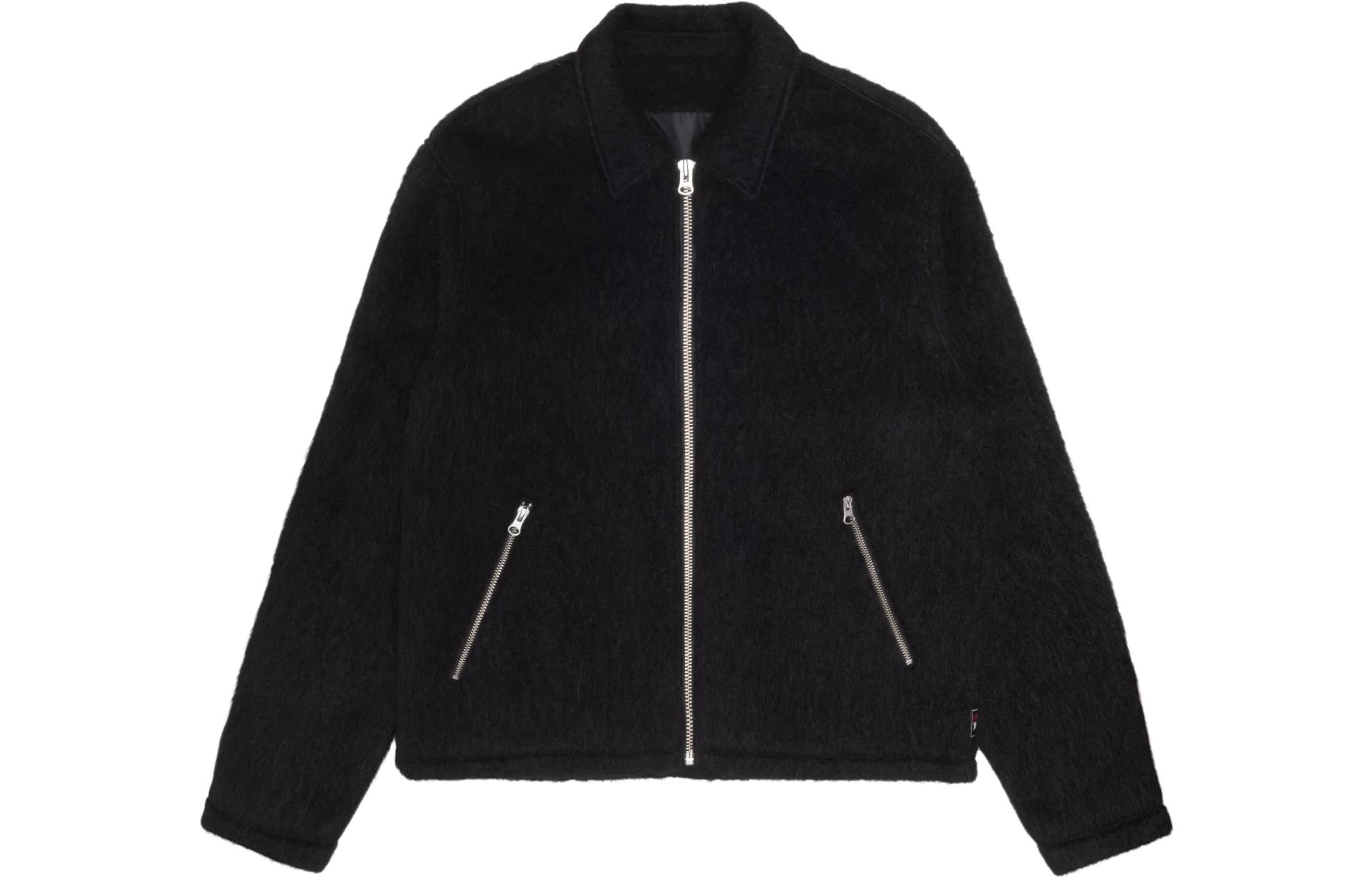 Stüssy Solid Color Mohair Zip-Up Jacket Unisex Retro American Style Outerwear 115731