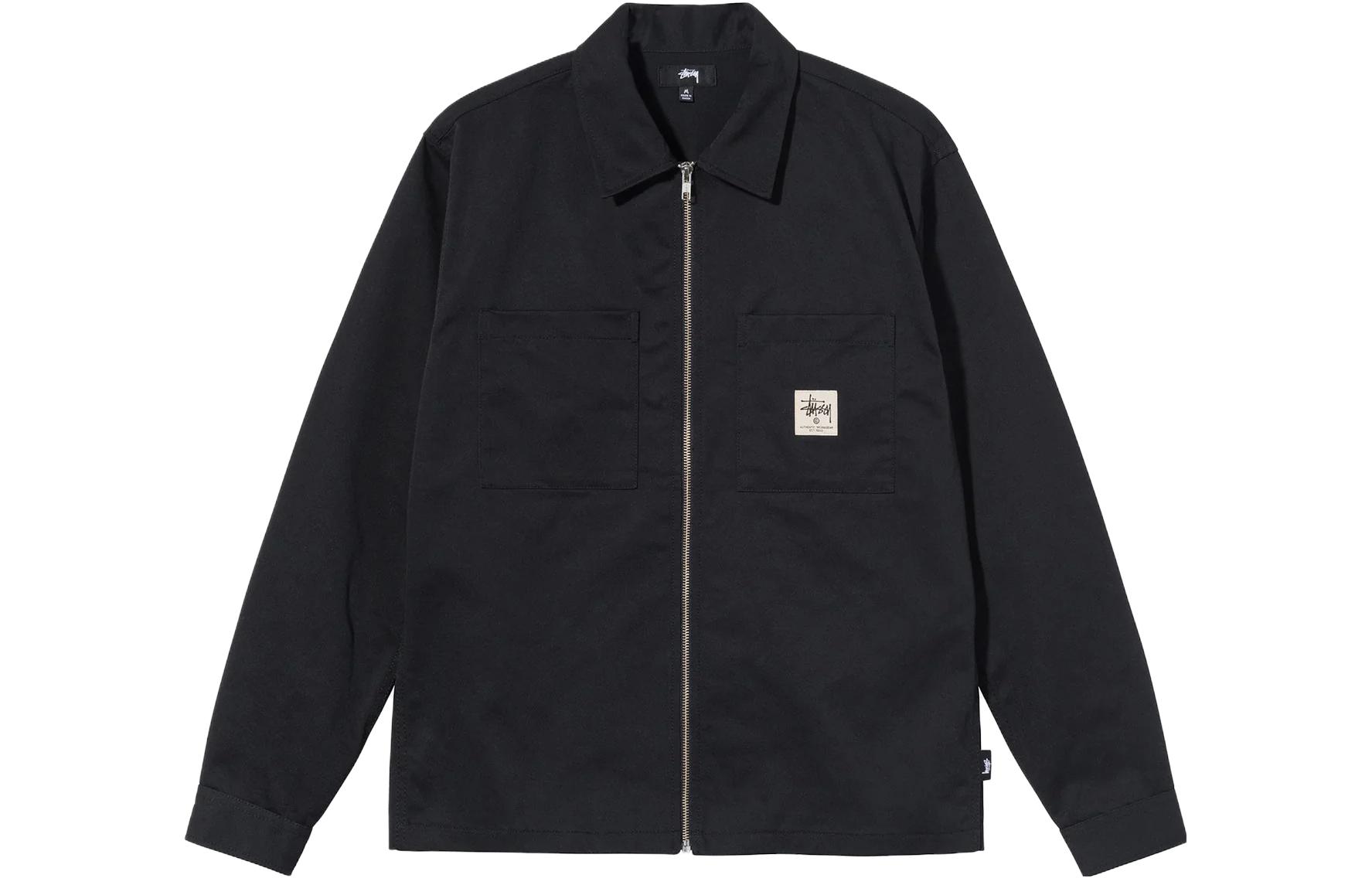 Stüssy Solid Color Retro Zip-Up Jacket Black 32932494868576