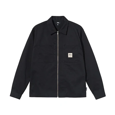 Stüssy Solid Color Retro Zip-Up Jacket Black 32932494868576