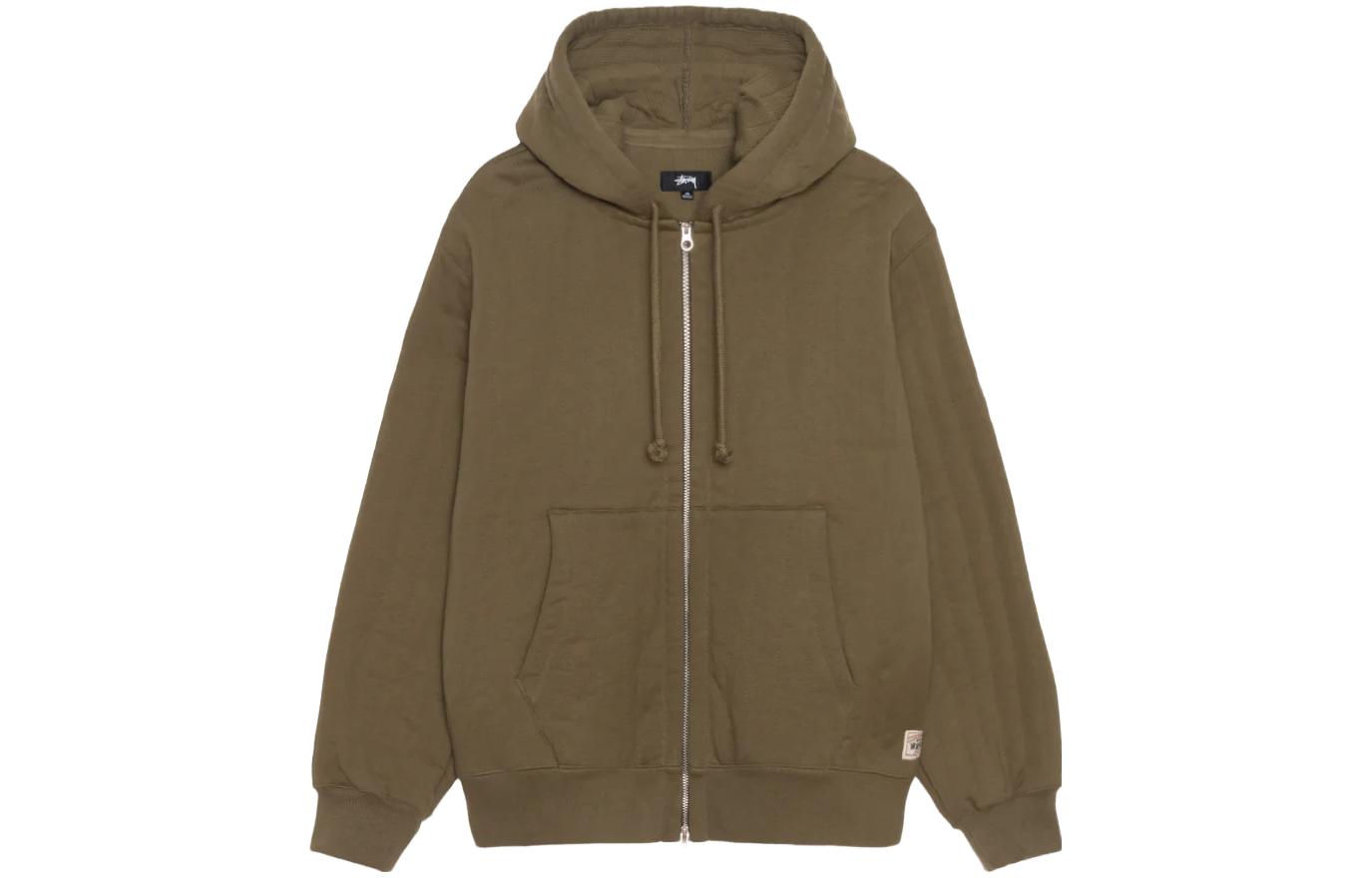 Stüssy Solid Quilted Fleece Jacket with Zip & Hoodie for Men and Women 118526