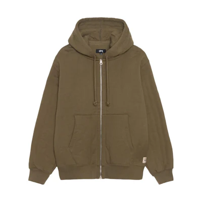 Stüssy Solid Quilted Fleece Jacket with Zip & Hoodie for Men and Women 118526