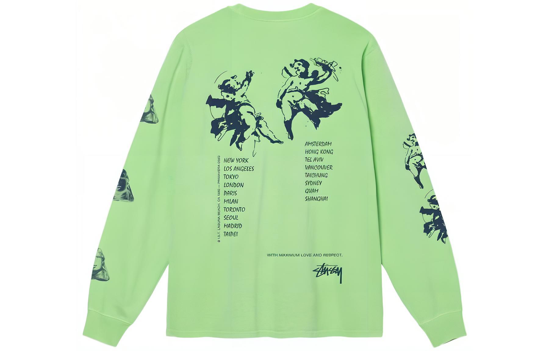 Stüssy SS22 Angels Pigment Dyed Graphic Crewneck Sweatshirt Unisex Retro Style 1994777