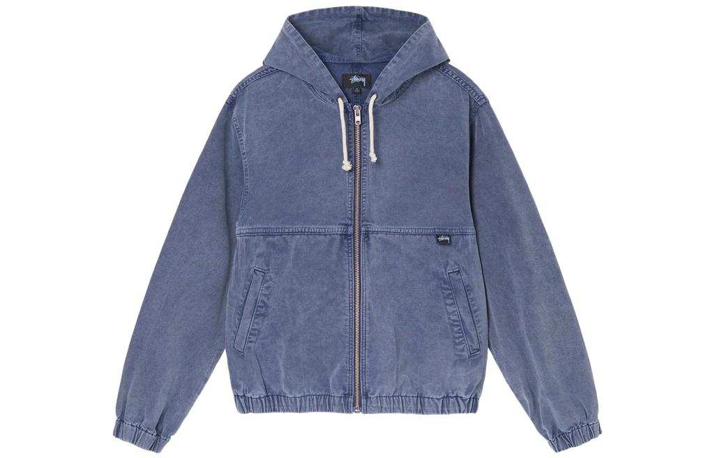 Stüssy SS22 Blue Stone Washed Hoodie American Retro Work Jacket 115632