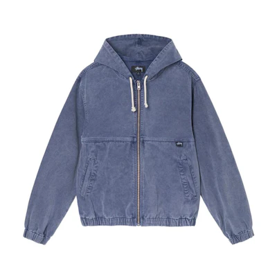 Stüssy SS22 Blue Stone Washed Hoodie American Retro Work Jacket 115632