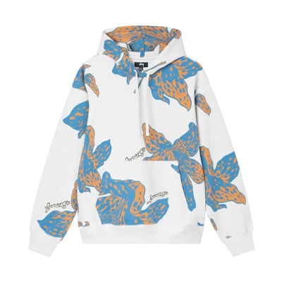 Stüssy SS22 Floral Print Hoodie White Unisex American Vintage Style 118486