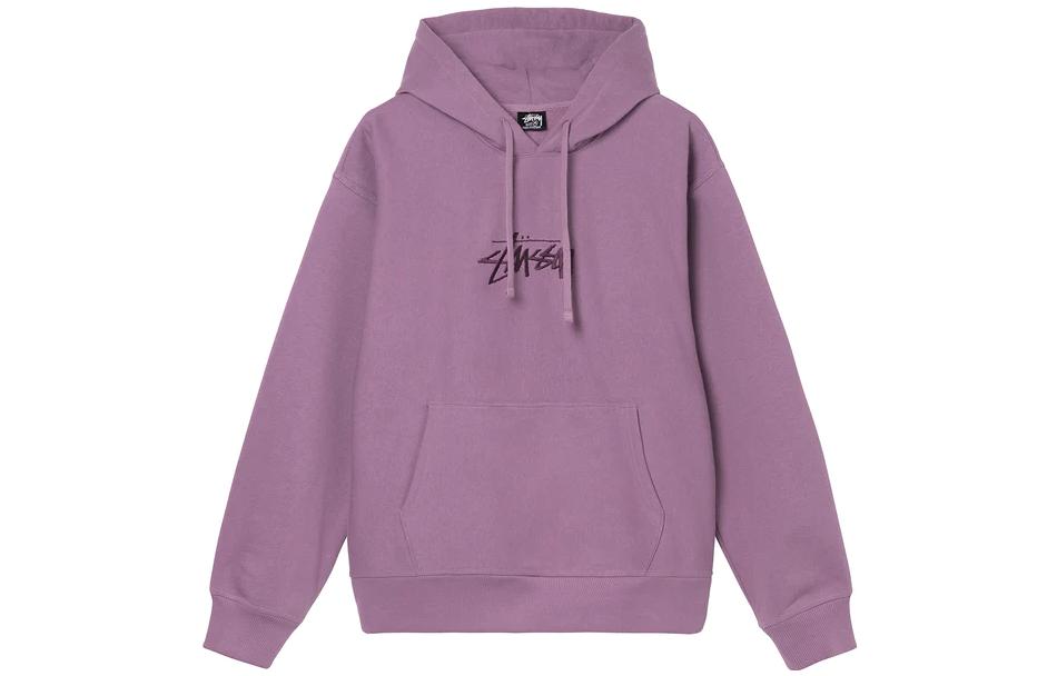 Stüssy SS22 Solid Color Embroidered Logo Hoodie Unisex Pullover 118475-ORCH