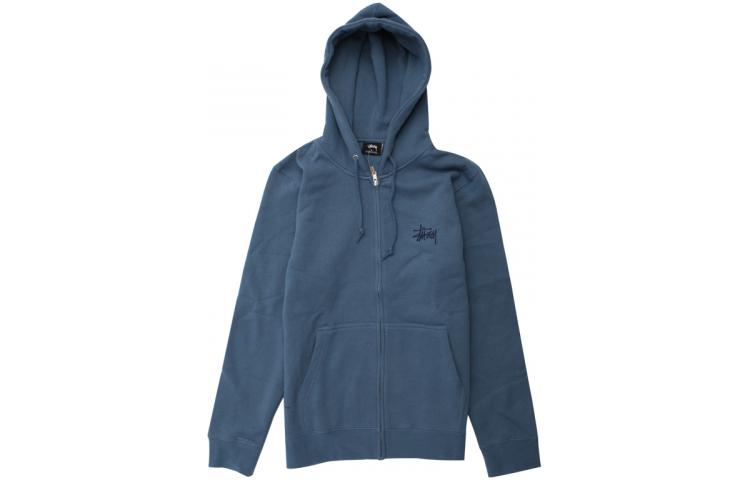 Stüssy SS23 Embroidered Logo Zip-Up Hoodie Blue Unisex Vintage Style 1973951