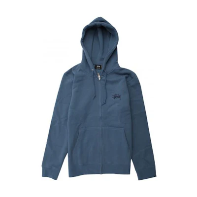 Stüssy SS23 Embroidered Logo Zip-Up Hoodie Blue Unisex Vintage Style 1973951