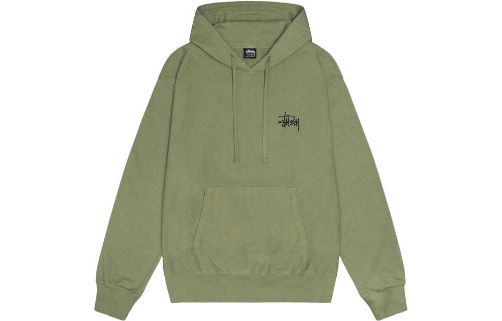 Stüssy SS23 Solid Logo Pullover Hoodie Unisex Retro Style Green 1924879 ARTI