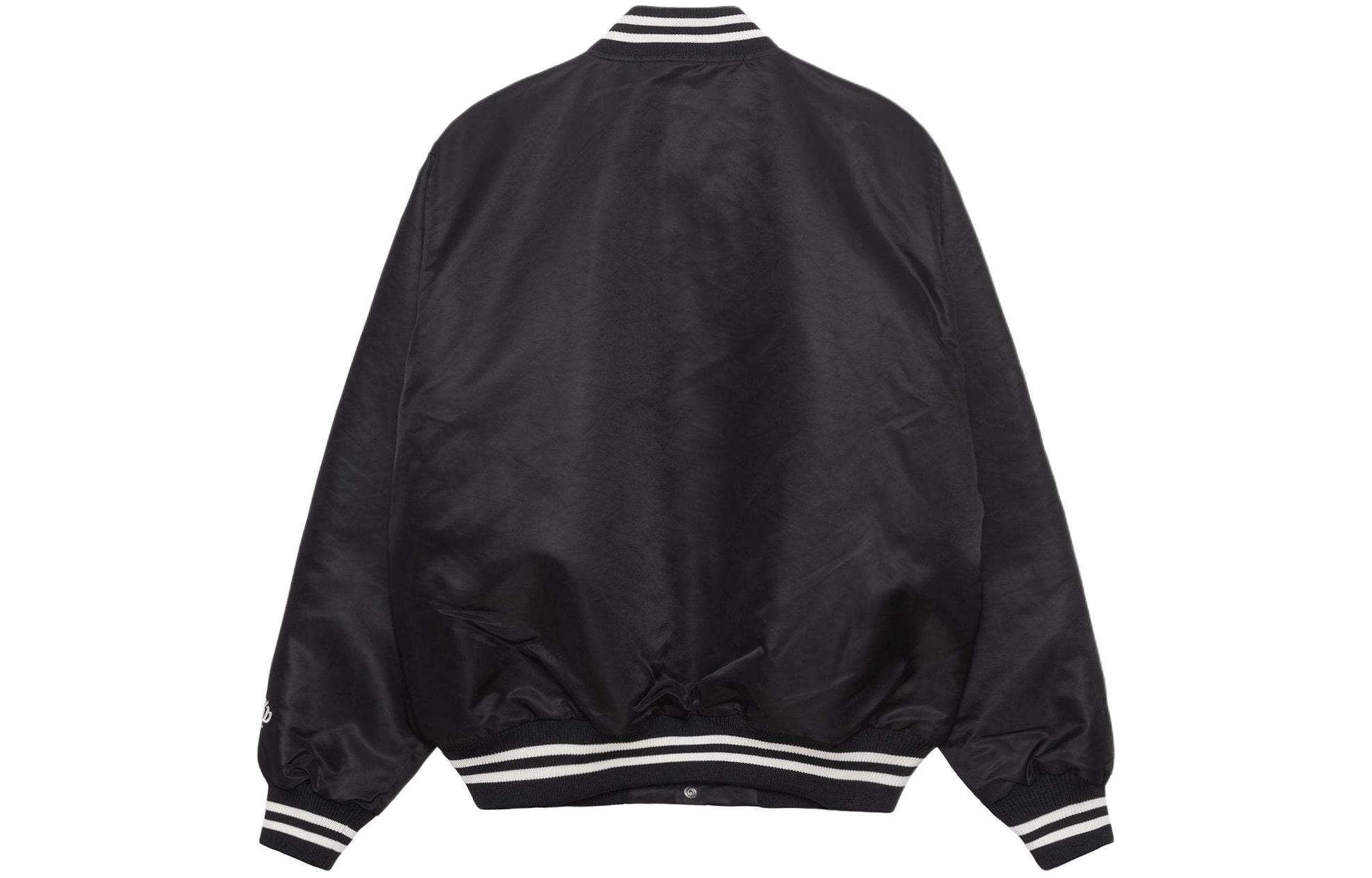 Stüssy SS24 Drop2 Embroidered Button-Up Varsity Jacket Black Unisex 115758 圖 3