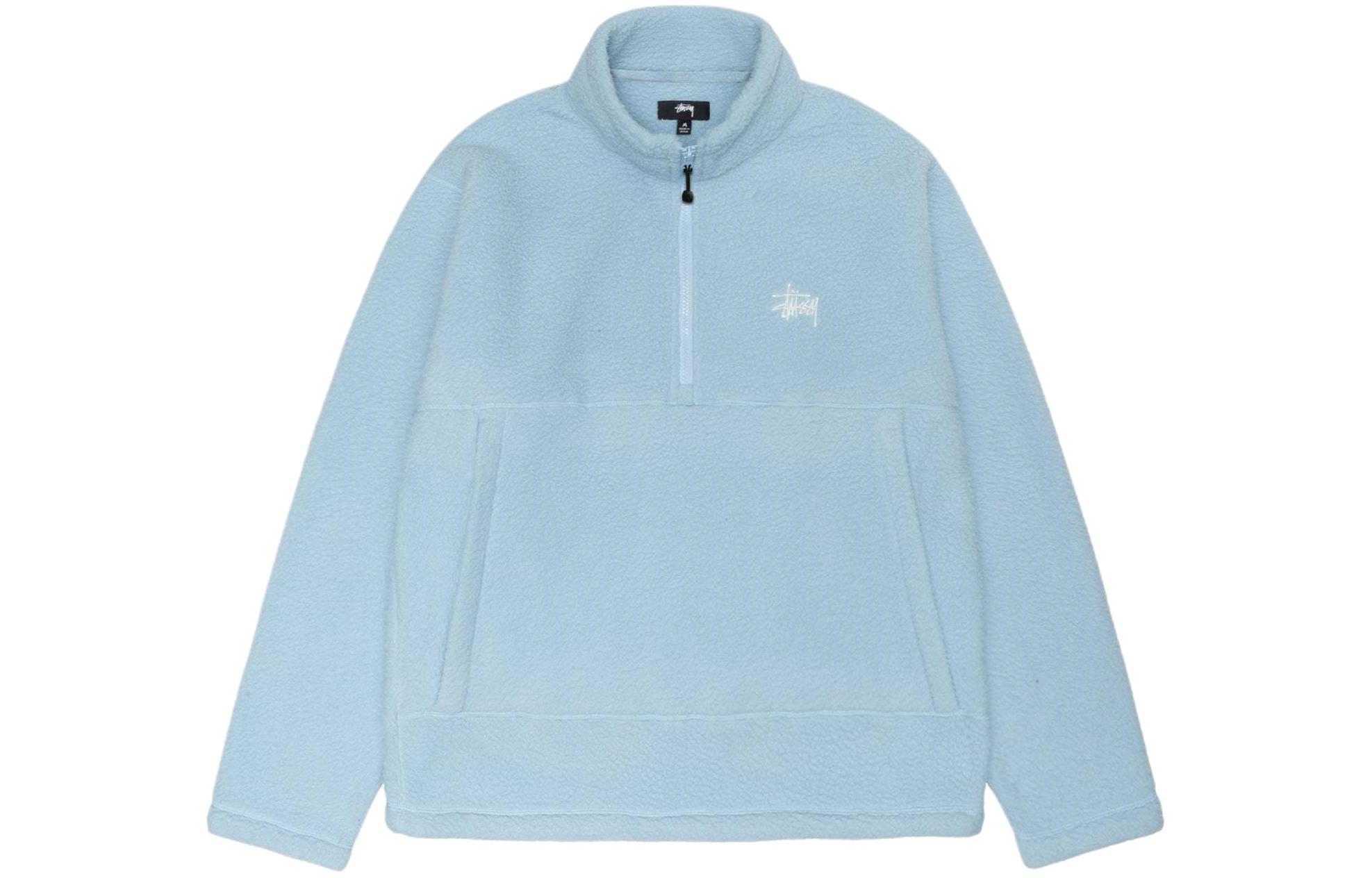 Stüssy SS24 Polar Fleece Half Zip Mock Neck Logo Retro Sweatshirt Unisex 118542 圖 2