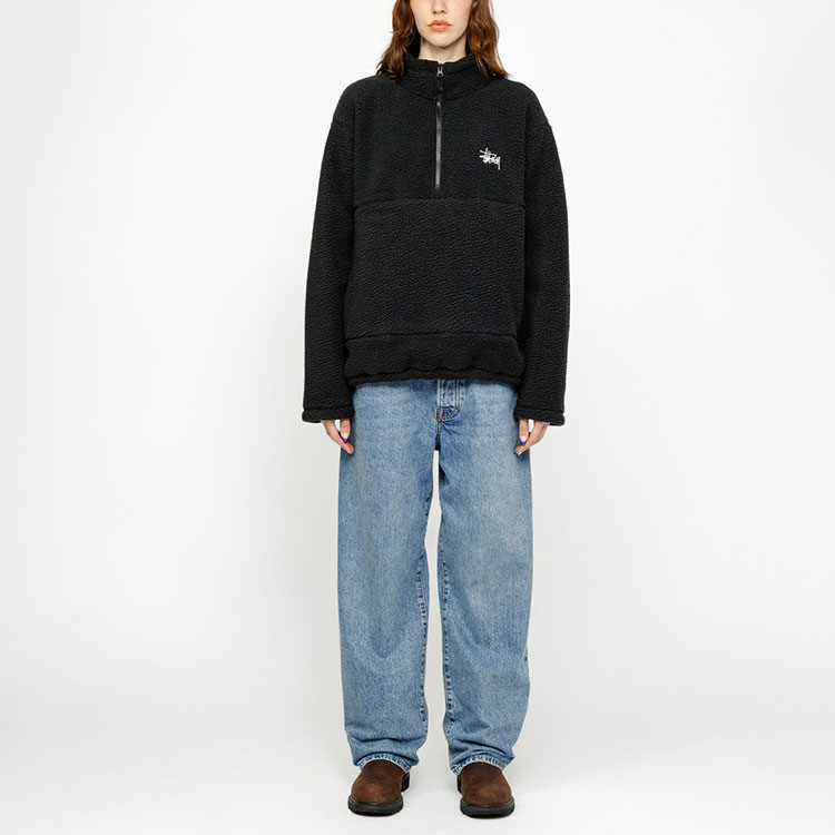 Stüssy SS24 Polar Fleece Half Zip Mock Neck Logo Retro Sweatshirt Unisex 118542 圖 9