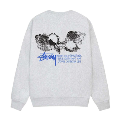 Stüssy SS24 Shell Print Fleece Crewneck Sweatshirt Unisex Retro Style 1915067