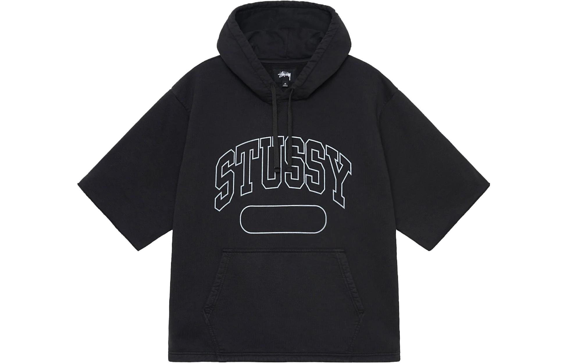 Stüssy SS Boxy Cropped Hoodie Pullover 2023 Summer Logo Print Unisex Sweatshirt 118521