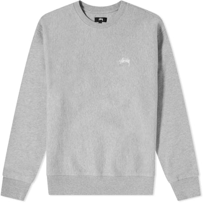 Stüssy Stock Logo Crew Grey Heather Buy Stüssy Stock Logo Crew Grey Heather