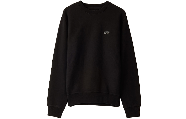Stüssy Stock Logo Crew Sweat Black Unisex Embroidered Vintage Pullover 118310-BLACK