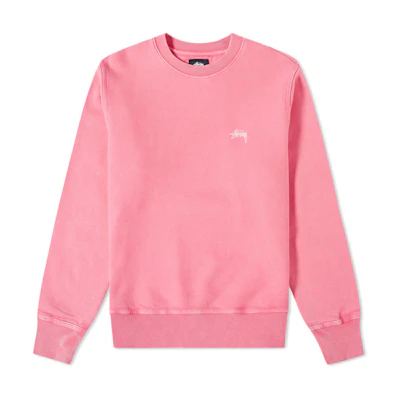 Stüssy Stock Logo Crew Sweat Hot Pink