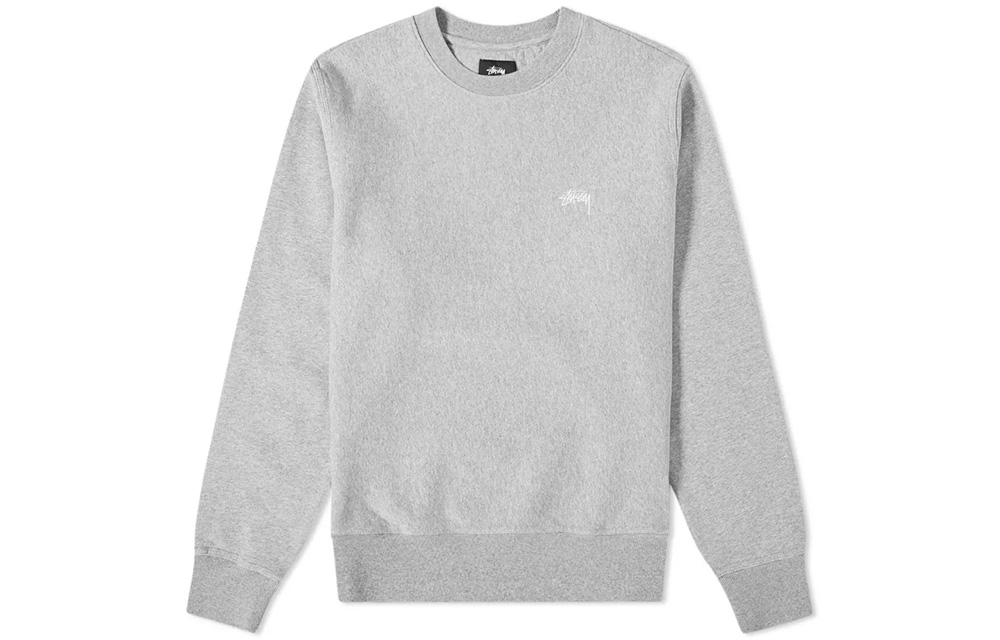 Stüssy Stock Logo Crewneck Sweatshirt Grey - Vintage Unisex Embroidered Logo 118310-GRAY