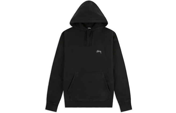 Stüssy Stock Logo Fleece Hoodie Black - Retro American Style for Men 118311BLAC