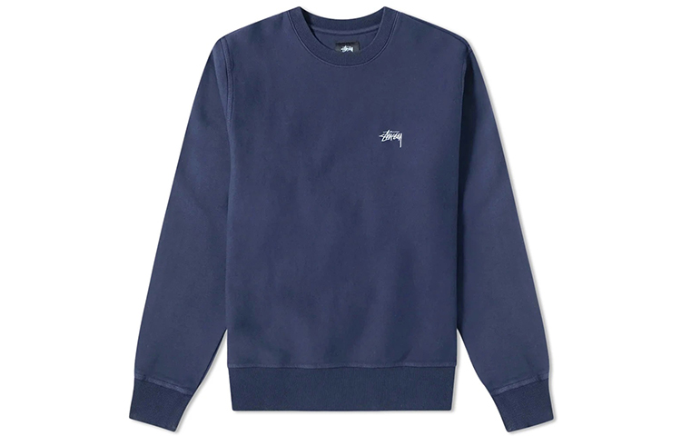 Stüssy Stock Logo Small Logo Navy Blue Retro Crewneck Fleece Sweatshirt 118310NAVY