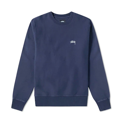 Stüssy Stock Logo Small Logo Navy Blue Retro Crewneck Fleece Sweatshirt 118310NAVY