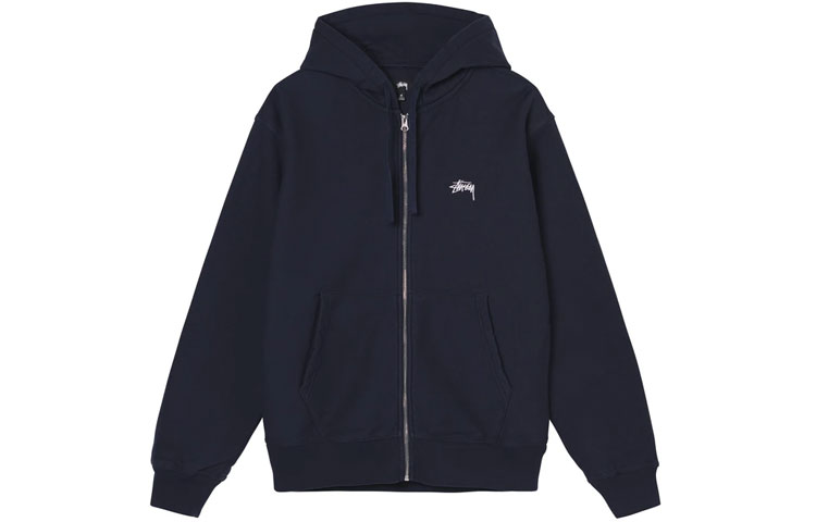 Stüssy Stock Logo Zip Hoodie Retro Unisex American Style Sweatshirt Jacket 1184541