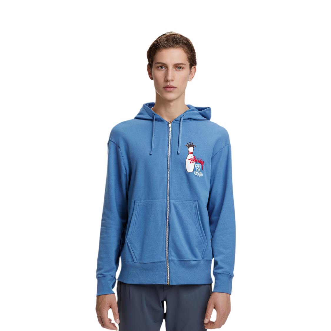 Stüssy Stussy 2024 Fall KINGPIN Zip Hoodie Bowling Print Retro Unisex Fleece Sweatshirt. 1975037 圖 13