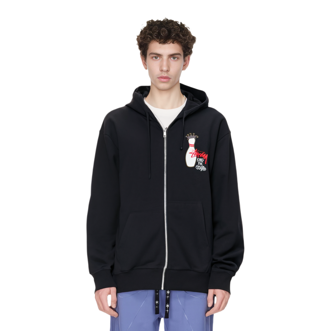 Stüssy Stussy 2024 Fall KINGPIN Zip Hoodie Bowling Print Retro Unisex Fleece Sweatshirt. 1975037 圖 4