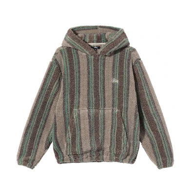 Stüssy Stussy 21FW Sherpa Hoodie Green Brown Striped Vintage Unisex Sweatshirt. 118438-TANN