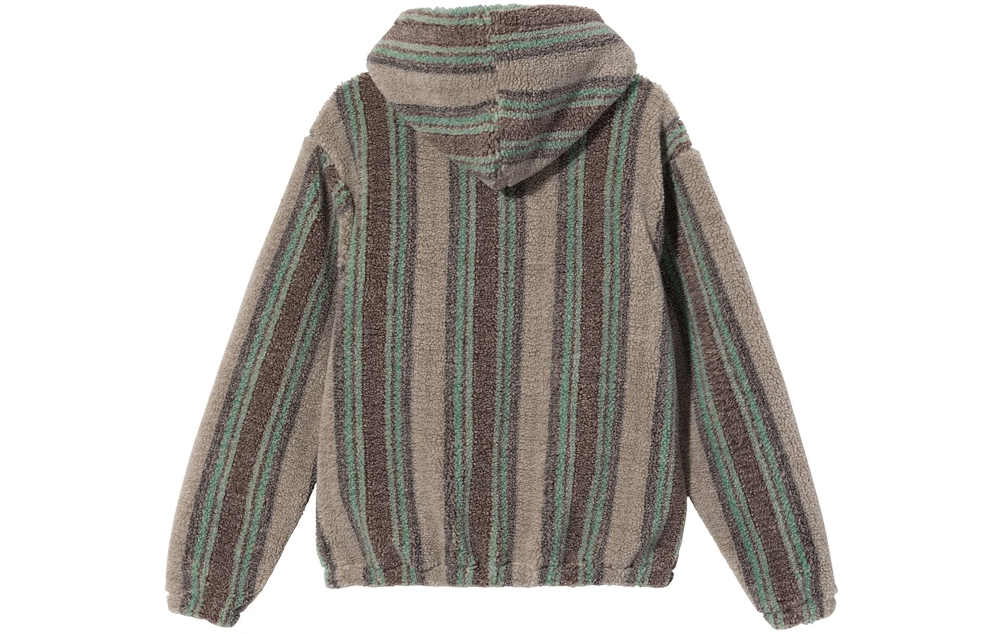 Stüssy Stussy 21FW Sherpa Hoodie Green Brown Striped Vintage Unisex Sweatshirt. 118438-TANN 圖 3