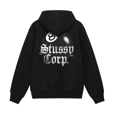 Stüssy Stussy 8 Ball Corp Hoodie Black Retro Graphic Print Unisex Casual Streetwear. 1924868