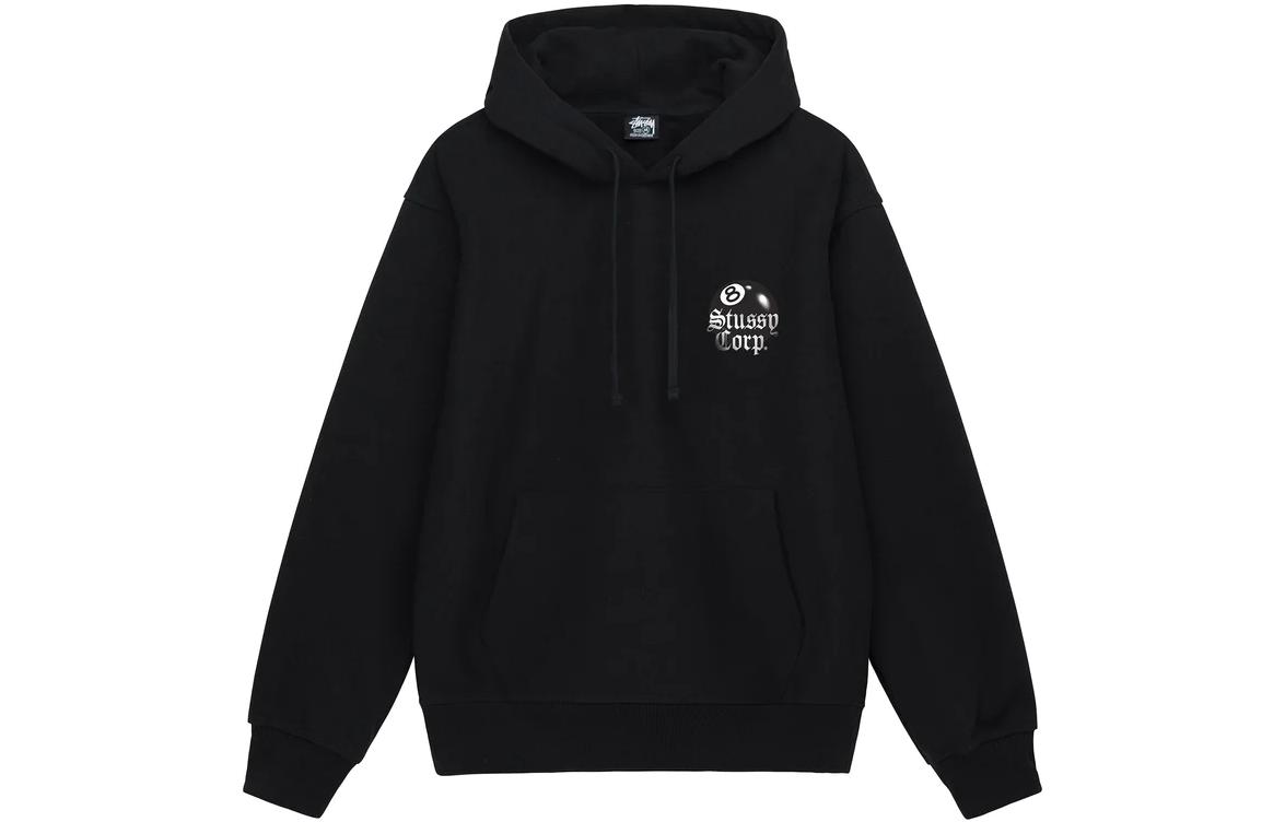 Purchase Stüssy 8 Ball Corp 黑色帽T 復古圖案 男女休閒街頭風潮服裝 1924868