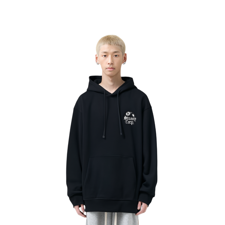 Details for Stüssy 8 Ball Corp 黑色帽T 復古圖案 男女休閒街頭風潮服裝 1924868