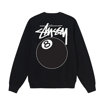 Stüssy Stussy 8 Ball Series Black Printed Retro Crewneck Sweatshirt for Men. 1914749
