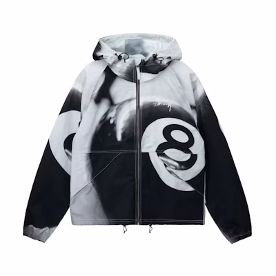 Stüssy Stussy 8 Ball SS23 Tie-Dye Zip Hoodie Jacket Black Blue Vintage Streetwear. 115702