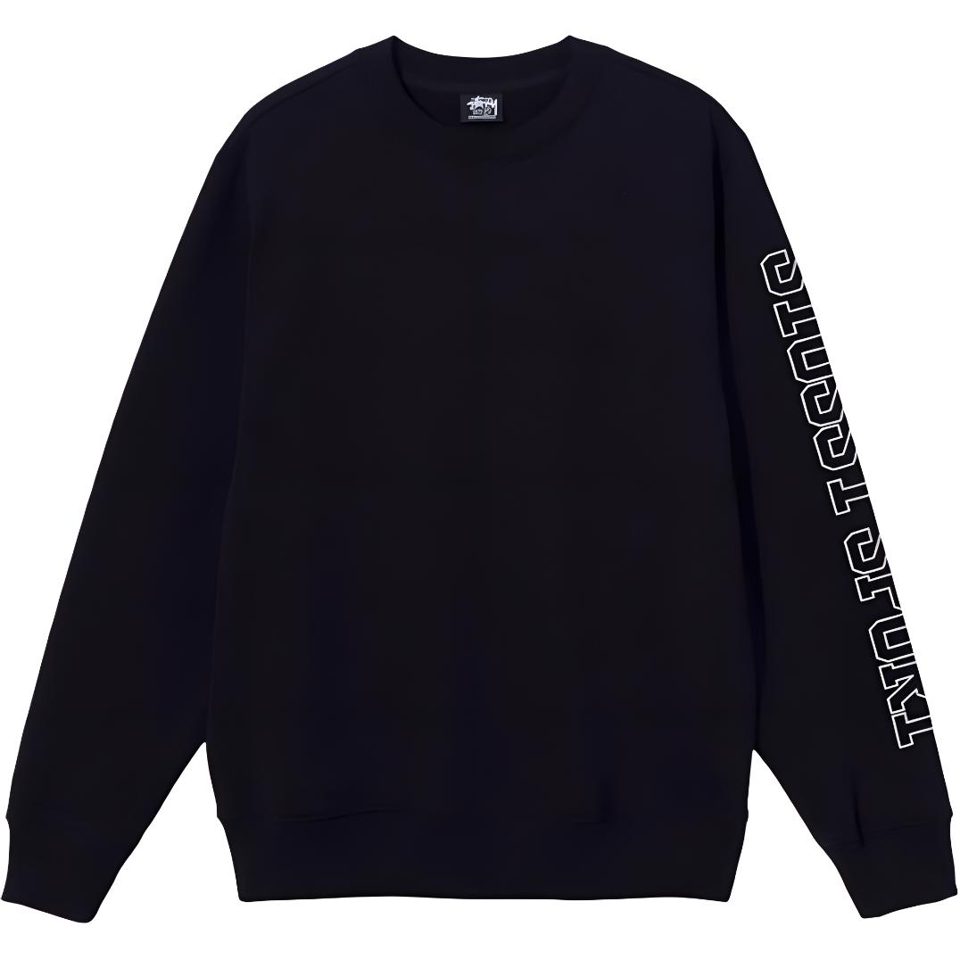 Stüssy Stussy  Black Retro Crewneck Sweatshirt with Embroidered Logo. 118474