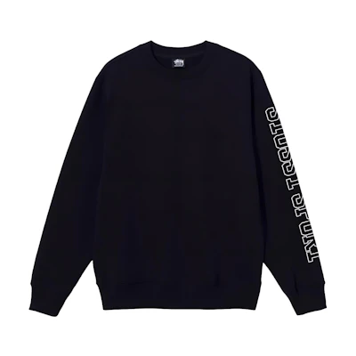Stüssy Stussy Black Retro Crewneck Sweatshirt with Embroidered Logo. 118474