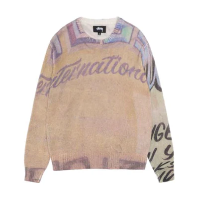 Stüssy Stussy Alfonso Letter Print Crewneck Vintage Sweater Unisex - Multicolor. 117195