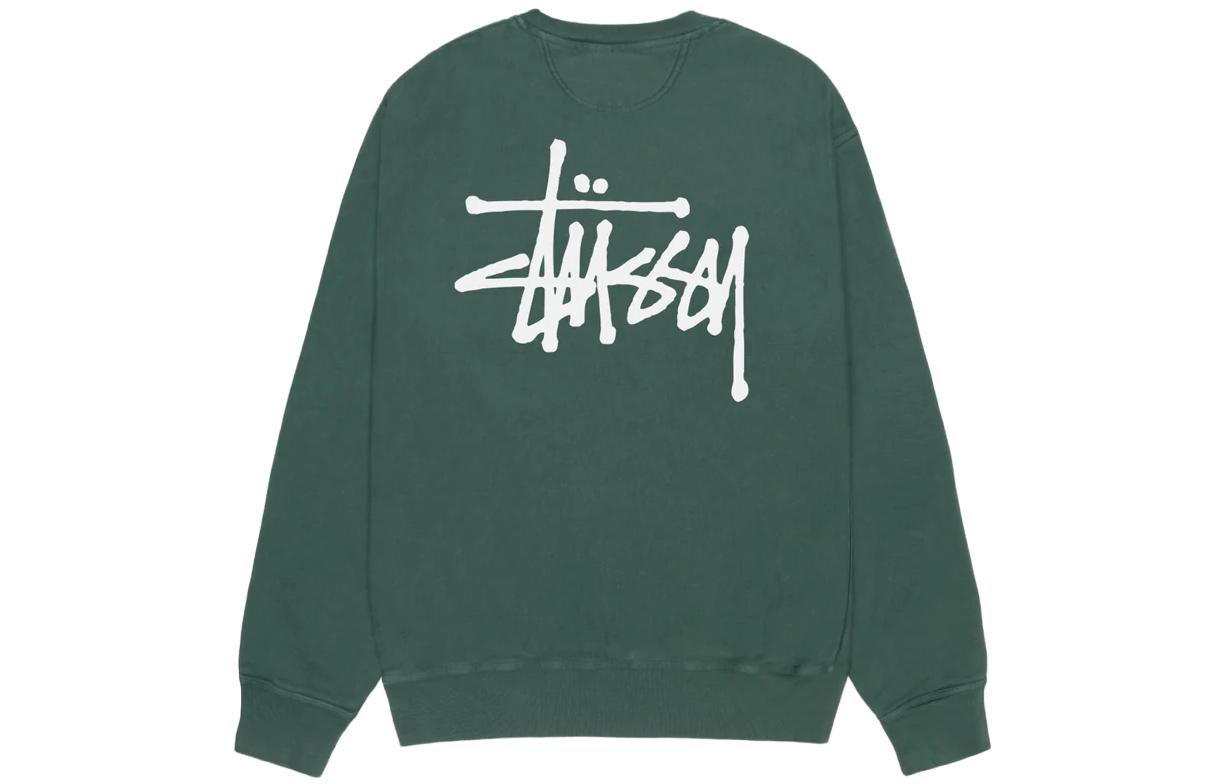 Stüssy Stussy Basic Pigment Dyed Crewneck Sweatshirt with Logo Print Unisex Retro Style. 1914879 圖 11