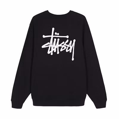 Stüssy Stussy Basic Retro Crewneck Sweatshirt with Back Logo Black - . 1914464BLAC