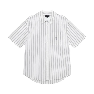 Stüssy Stussy Boxy SS23 Unisex White Striped Vintage American Button-Up Shirt 1110290