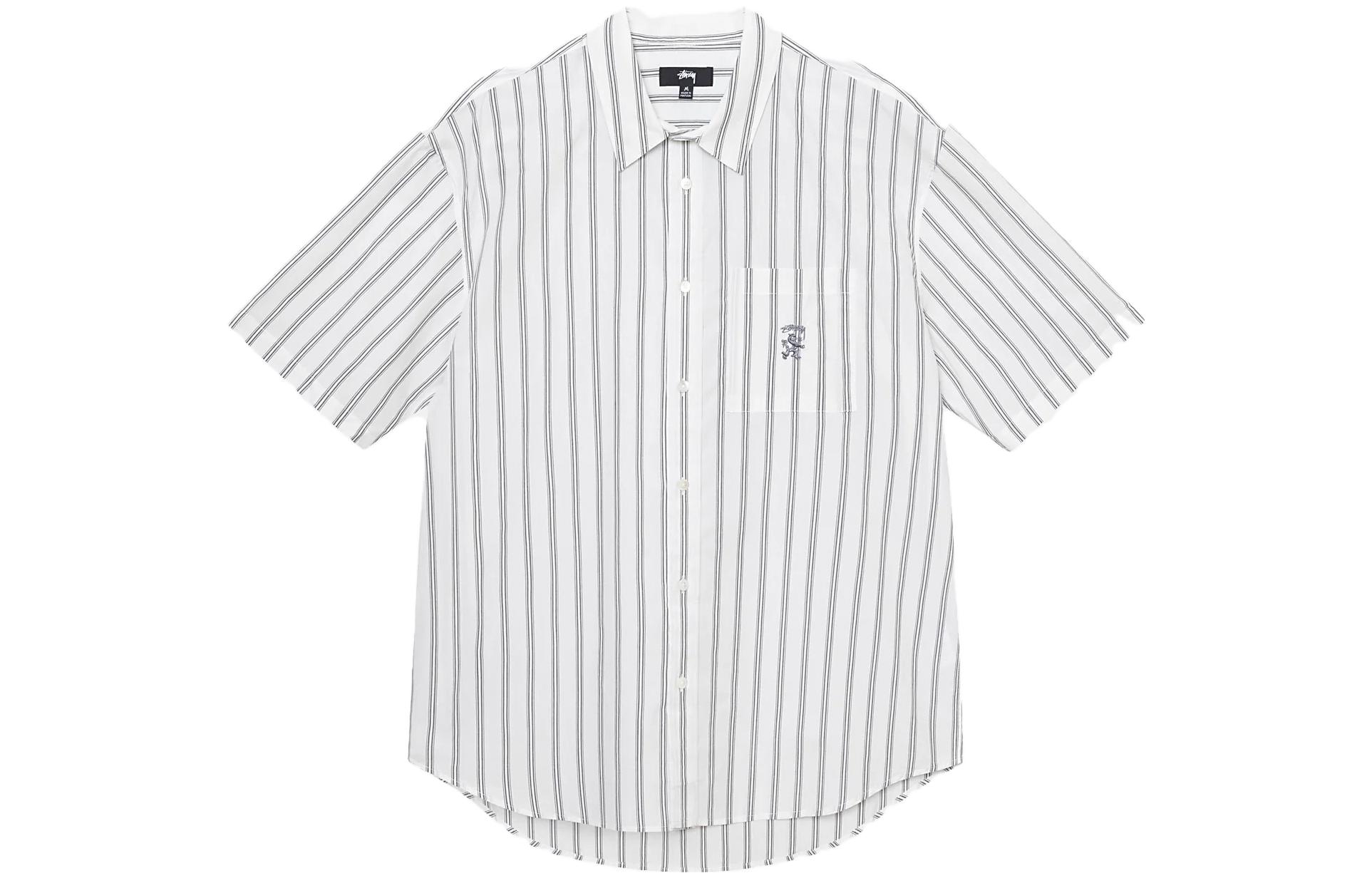 Stüssy Stussy Boxy SS23 Unisex White Striped Vintage American Button-Up Shirt 1110290 圖 2
