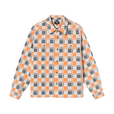 Stüssy Stussy Brent Plaid Long Sleeve Vintage Shirt Men’s Orange 1110199