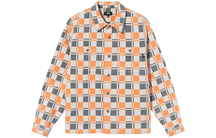 Stüssy Stussy Brent Plaid Long Sleeve Vintage Shirt Men’s Orange 1110199 圖 2