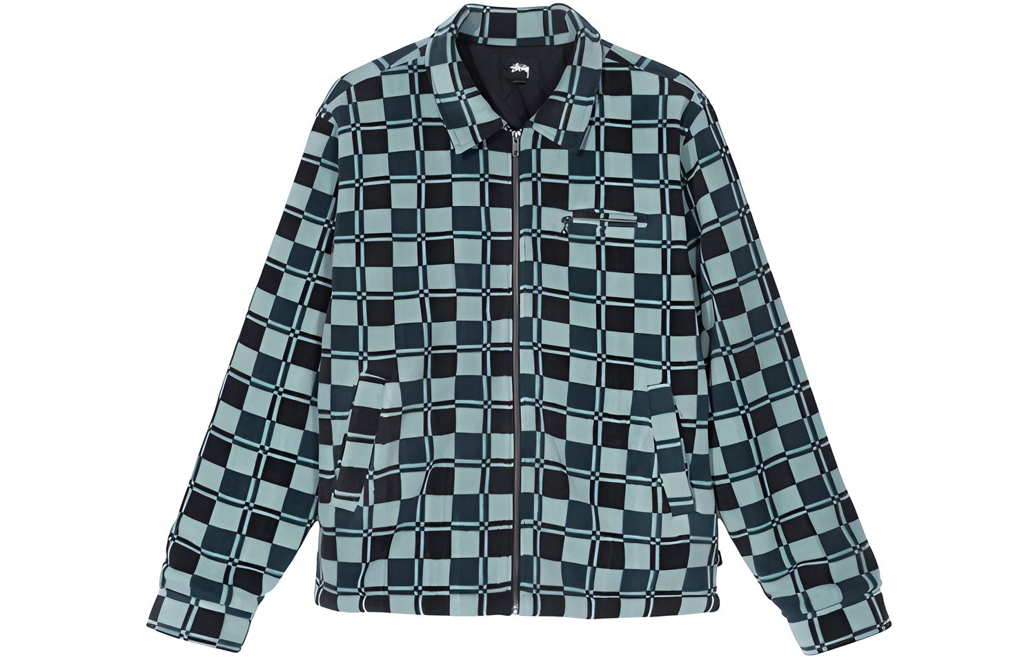 Stüssy Stussy Brent Polar Fleece Jacket Plaid Zip Vintage American Style - 118374