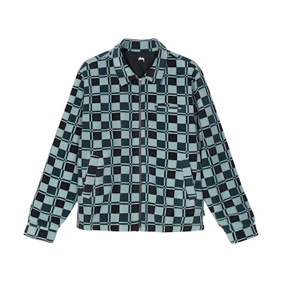 Stüssy Stussy Brent Polar Fleece Jacket Plaid Zip Vintage American Style - 118374